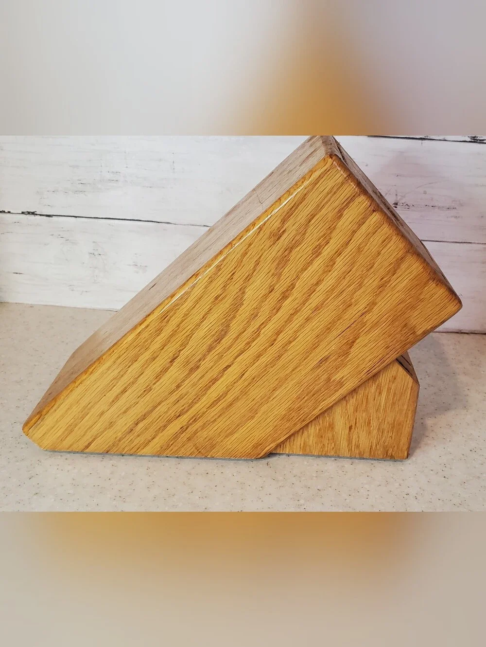 CUTCO 13 Slot Solid Oak Wood Knife Block Holder Storage Honey Oak Empty